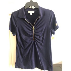 Michael Kors Navy blue Polo Style Top with Colar
